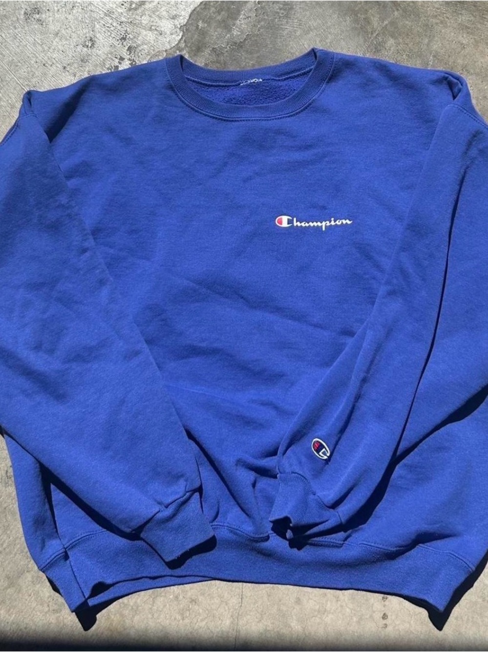 Champion Royal Blue Embroidered Logo Crewneck Sweatshirt